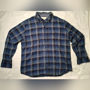 Original Weatherproof Vintage Cotton Long Sleeve Button Shirt Mens XL Blue Plaid